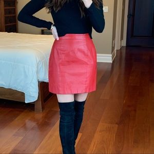 Red Leather Mini Skirt ~ Size 6